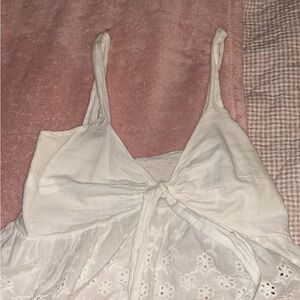 SHEIN White Tie-Front Eyelet Blouse